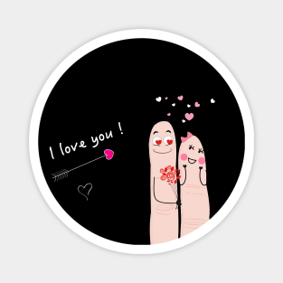 Finger couple i love you text Magnet